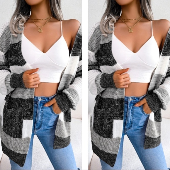 Warm Whisper Cozy Striped Cardigan - Picture 2 of 3